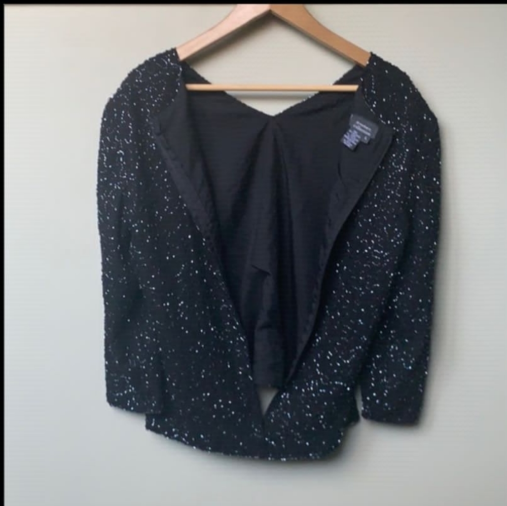 Dressbarn Collection Beaded Top Long sleeve Beautiful black - Picture 3 of 8